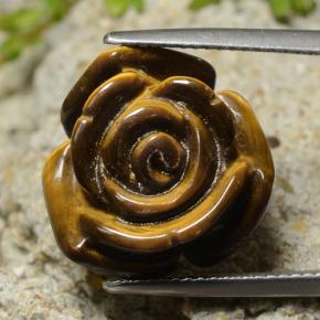 Tiger's eye marrón natural de 13,31 ct, corte flor, opaco