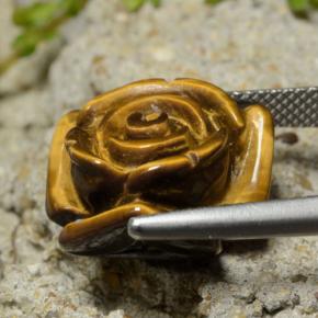 Tiger's eye marrón natural de 13,31 ct, corte flor, opaco