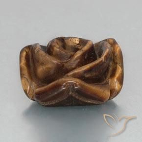 Tiger's eye marrón natural de 12,89 ct, corte flor, opaco