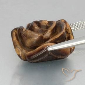 Tiger's eye marrón natural de 12,89 ct, corte flor, opaco