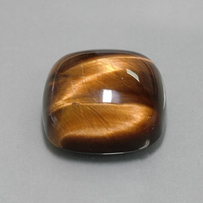 Ojo de Tigre Marrón oro natural de 13.70 ct, Corte Cojín, Opaco