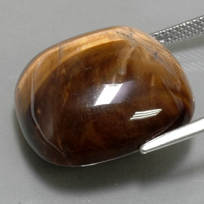Tiger's eye marrón natural de 27,19 ct, corte cojín, opaco