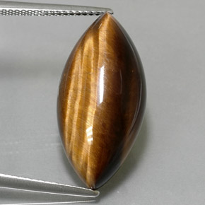 Tiger's eye marrón natural de 12,55 ct, marquesa, opaco
