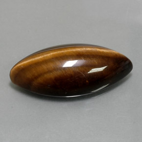 Tiger's eye marrón natural de 12,55 ct, marquesa, opaco