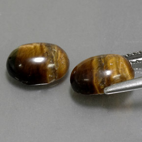Gemas de tiger's eye marrón natural de  ct, corte óvalo, opaco