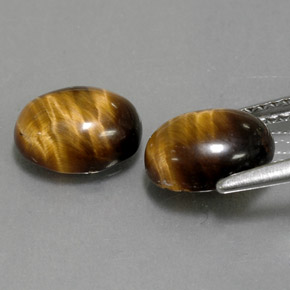 Gemas de tiger's eye marrón natural de  ct, corte óvalo, opaco