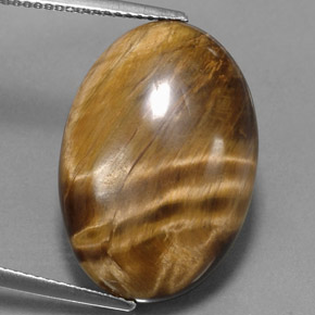 Tiger's eye marrón natural de 17,34 ct, corte óvalo, opaco