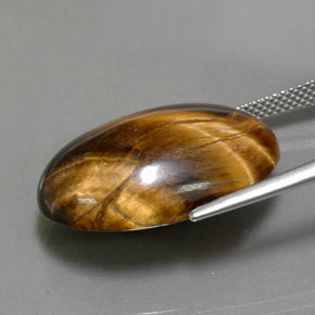 Tiger's eye marrón natural de 23,72 ct, corte óvalo, opaco