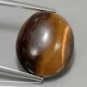 Tiger's eye marrón natural de 14,18 ct, corte óvalo, opaco