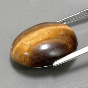 Tiger's eye marrón natural de 14,18 ct, corte óvalo, opaco