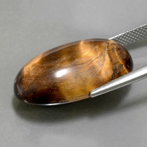 Tiger's eye marrón natural de 26,13 ct, corte óvalo, opaco