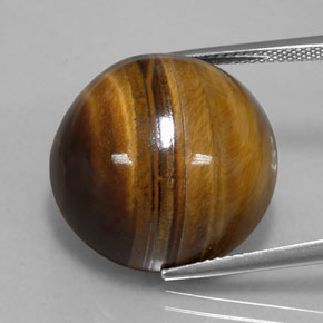Tiger's eye marrón natural de 35,03 ct, corte redondo, opaco