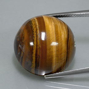 Tiger's eye marrón natural de 37,12 ct, corte redondo, opaco