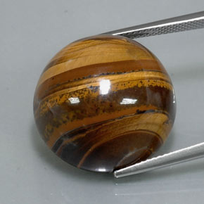 Tiger's eye marrón natural de 37,72 ct, corte redondo, opaco