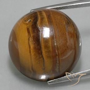 37.62ct Natural Marrón cálido Ojo de Tigre, Redondo, Opaco