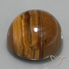 Ojo de Tigre Marrón cálido natural de 37.62 ct, Redondo, Opaco