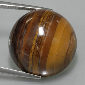 Tiger's eye marrón natural de 36,89 ct, corte redondo, opaco