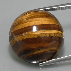Tiger's eye marrón natural de 36,33 ct, corte redondo, opaco