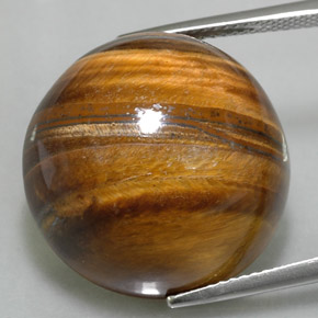 Ojo de Tigre Marrón oro natural de 37.73 ct, Corte Redondo, Opaco