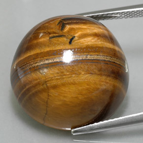 Tiger's eye marrón natural de 37,40 ct, corte redondo, opaco