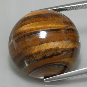 Tiger's eye marrón natural de 39,11 ct, corte redondo, opaco