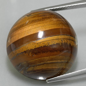 Tiger's eye marrón natural de 35,88 ct, corte redondo, opaco