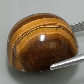 Ojo de Tigre Marrón oro natural de 37.23 ct, Corte Redondo, Opaco