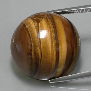 Tiger's eye marrón natural de 38,33 ct, corte redondo, opaco