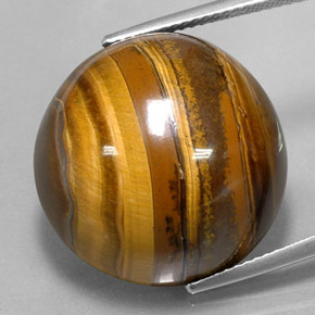 Tiger's eye marrón natural de 37,72 ct, corte redondo, opaco