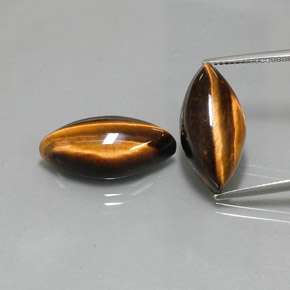 Gemas de tiger's eye marrón natural de  ct, marquesa, opaco