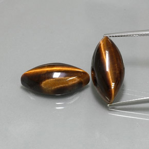 Gemas de tiger's eye marrón natural de  ct, marquesa, opaco