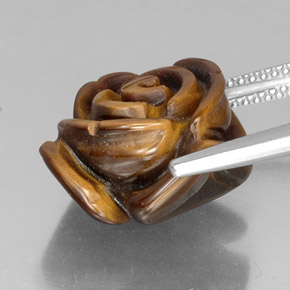 Tiger's eye marrón natural de 11,73 ct, forma elegante, opaco
