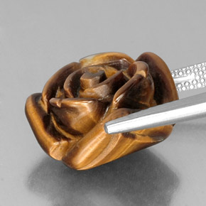 Tiger's eye marrón natural de 12,07 ct, forma elegante, opaco