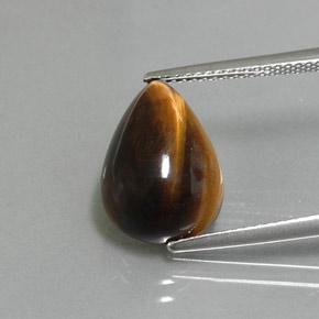 Tiger's eye marrón natural de 5,67 ct, en forma de pera, opaco