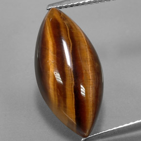 Tiger's eye marrón natural de 8,51 ct, marquesa, opaco