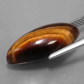 Tiger's eye marrón natural de 8,51 ct, marquesa, opaco