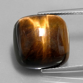 Tiger's eye marrón natural de 13,38 ct, corte cojín, opaco