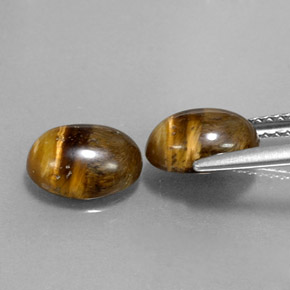 Gemas de tiger's eye marrón natural de  ct, corte óvalo, opaco