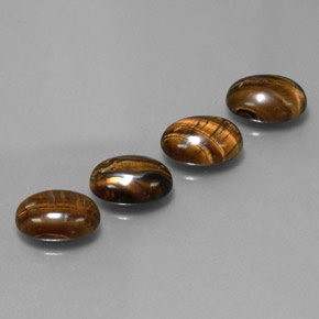 Gemas de tiger's eye marrón natural de  ct, corte óvalo, opaco