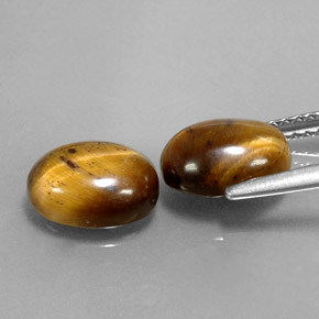 Gemas de tiger's eye marrón natural de  ct, corte óvalo, opaco