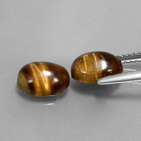 Gemas de tiger's eye marrón natural de  ct, corte óvalo, opaco