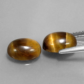 Gemas de tiger's eye marrón natural de  ct, corte óvalo, opaco