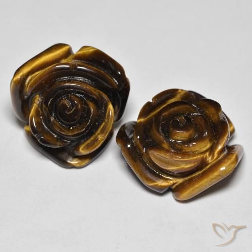 25.60ctw Natural Marrón cálido Ojo de Tigre, Corte Flor, Opaco