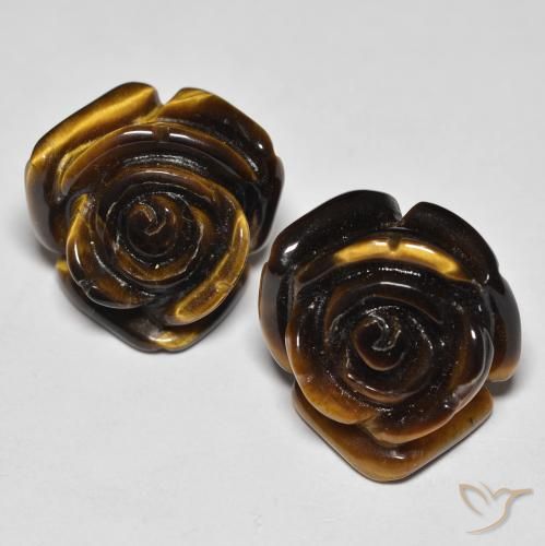 Gemas de tiger's eye marrón natural de 25,60 ct, corte flor, opaco