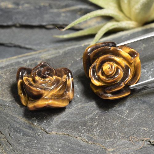 24.29ctw Natural Marrón claro medio Ojo de Tigre, Corte Flor, Opaco