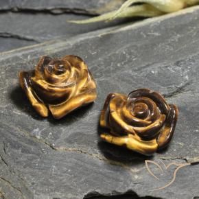 Gemas de Ojo de Tigre Marrón claro medio natural de 24.29 ct, Corte Flor, Opaco