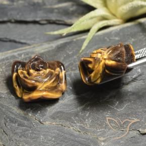 Gemas de Ojo de Tigre Marrón claro medio natural de 24.29 ct, Corte Flor, Opaco