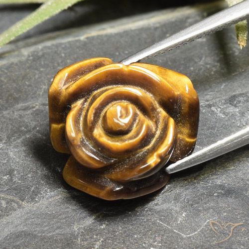 10.93ct Natural Marrón dorado Ojo de Tigre, Corte Flor, Opaco