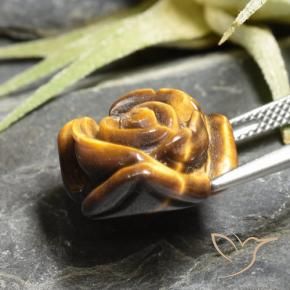 Ojo de Tigre Marrón dorado natural de 10.93 ct, Corte Flor, Opaco