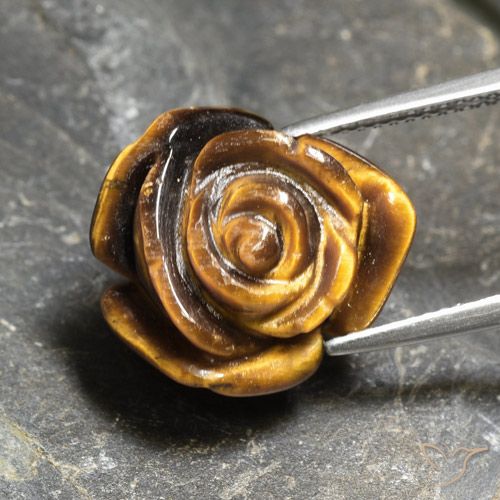 Tiger's eye marrón natural de 10,21 ct, corte flor, opaco